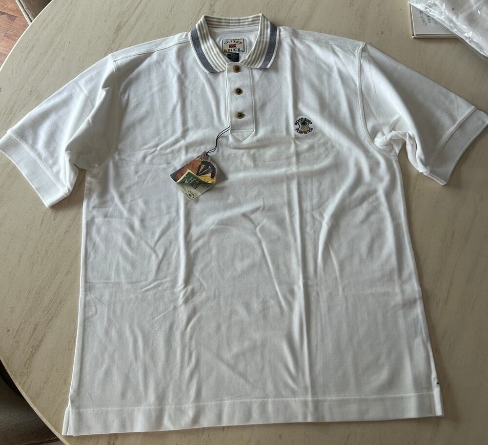 Vintage Cutter & Buck Men's NEW White Polo Shirt, Indian River Plantation Large
